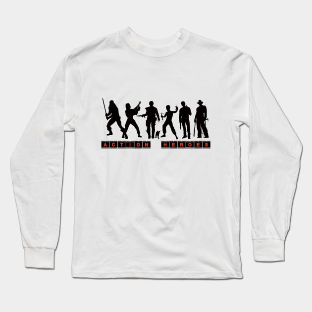 ACTION HEROES (black ver. 001) Long Sleeve T-Shirt by AlexxElizbar